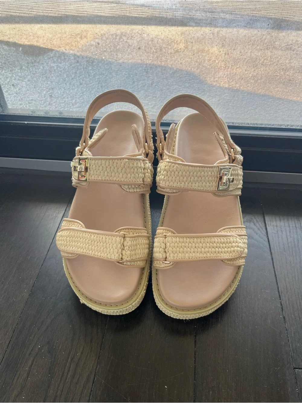 Woven Strap Neutral Platform Sandals - Women